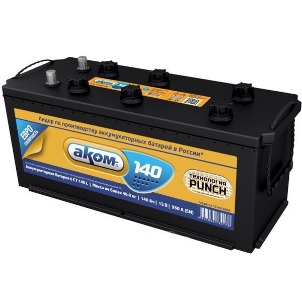 Аком 6СТ-140 4607034730604 140А/ч-12V ст EN950 европейские обратная 513x189x215